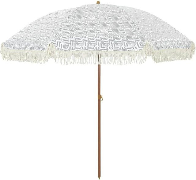 vidaXL Sonnenschirm aus Polyester und Stahl in Grau und Weiß, Durchmesser: 205 cm, Höhe: 209 cm - Bild 1