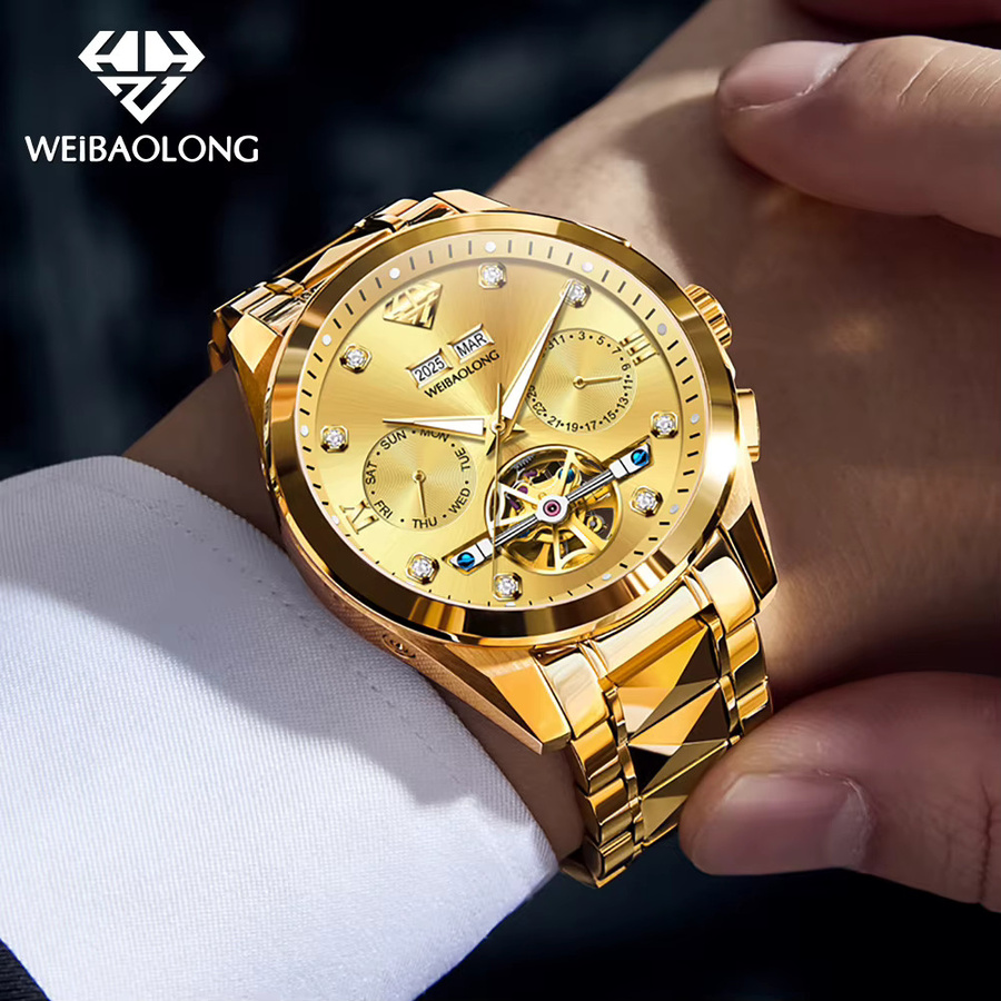 WEiBAOLONG Armbanduhr Automatik, Wolframstahl, Diamant, Herren - Bild 4