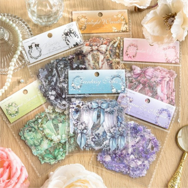 20 Stück ästhetische Blumenaufkleber aus Papier für Scrapbooking und Geschenkverpackungen - Bild 1