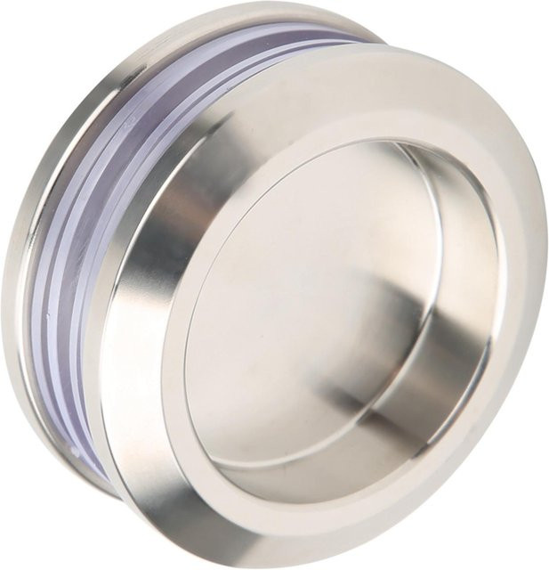 mfySpace Duschschiebetür aus Glas mit rundem Edelstahl Griff und Holztür Zugknopf in Silber und gebürstetem Edelstahl - Bild 1
