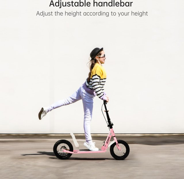 Artudatech Pendler-Tretroller faltbar mit Gummi-Luftreifen rosa - Bild 1
