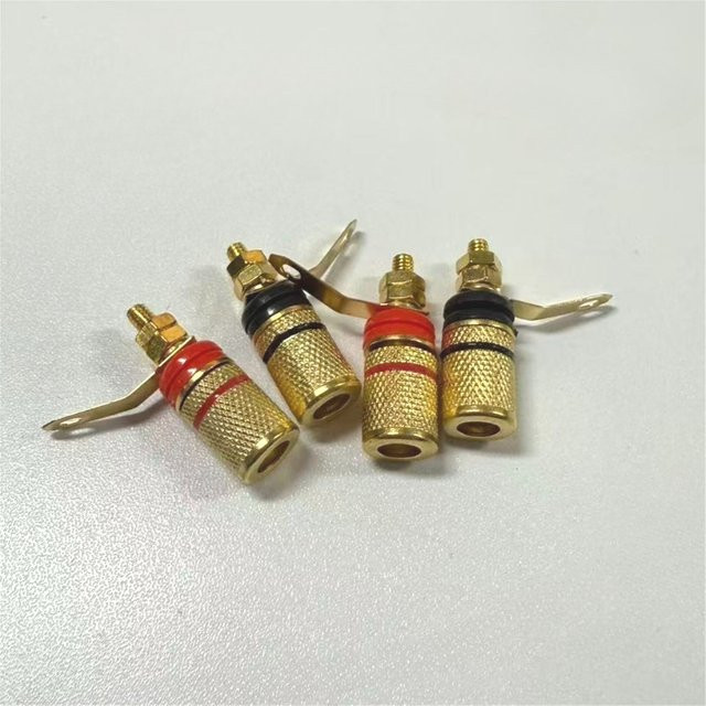 4er-Set Goldene Bananenstecker und Bananenbuchsen 4mm für Lautsprecher und Verstärker-Terminals - Bild 1