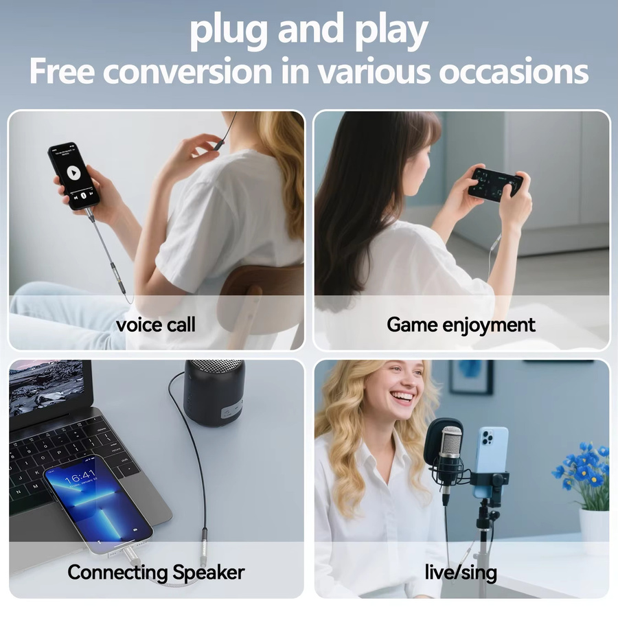 SUNKANDI USB-C auf 3,5 mm Klinke Kopfhörer-Adapter in Grau für iPhone 16 15 und Samsung Xiaomi - Bild 3