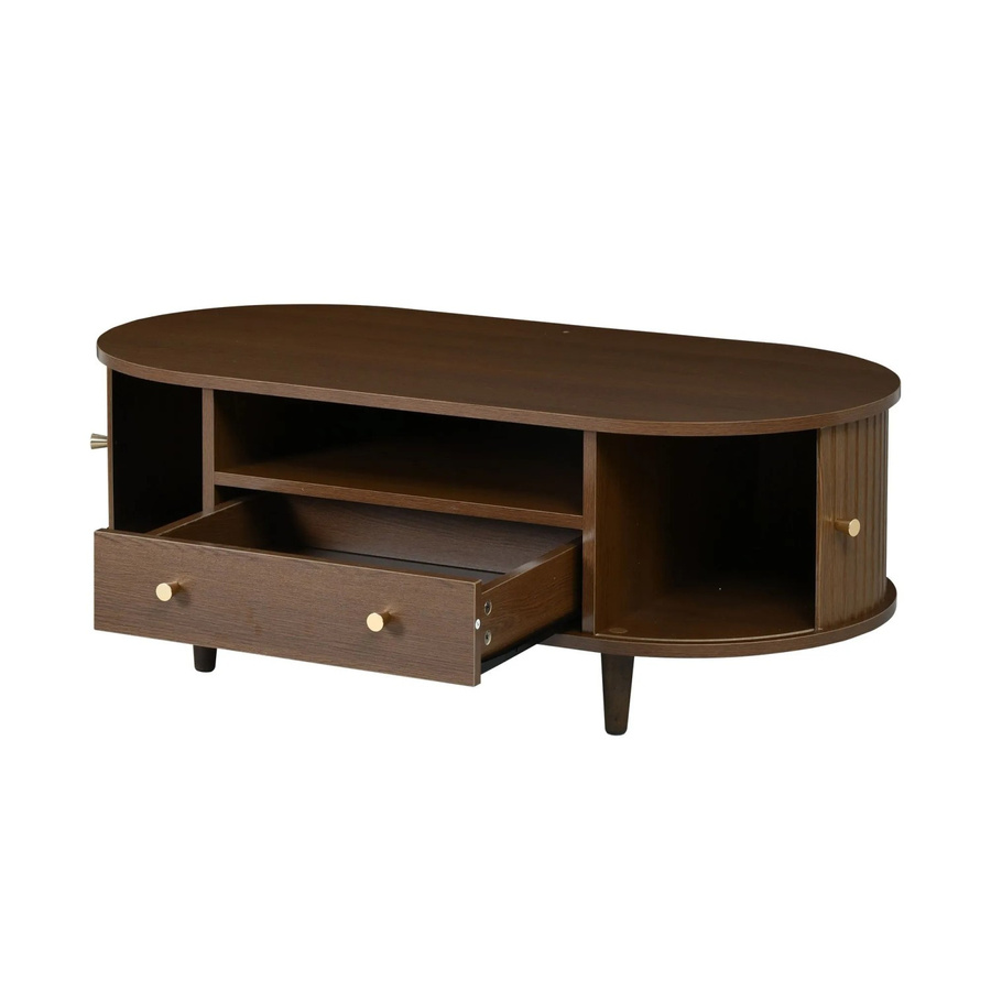 okwish Couchtisch aus MDF mit Schublade in Walnussfarbe, B/T/H: 100 x 50 x 36 cm - Bild 2