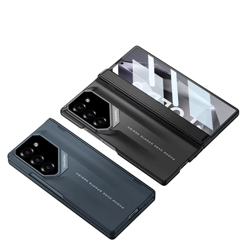 Luxuriöse matte Handyhülle mit magnetischem Scharnier und Vollbild-Hartglasfolie für Samsung Galaxy Z Fold 7, 6 und 5 in Schwarz oder Grün - Bild 4