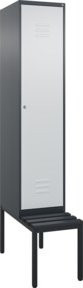 C+P Spind Classic PLUS Garderobenschrank mit Sitzbank, 1 Abteil, Schwarzgrau, B/T/H: 212,0 x 40,0 x 81,5 cm - Bild 1
