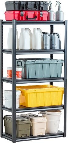 VEVOR Schwerlastregal aus Metall mit 5 verstellbaren Ebenen, schwarz, B/T/H: 81,28 x 40,64 x 160,02 cm - Bild 1