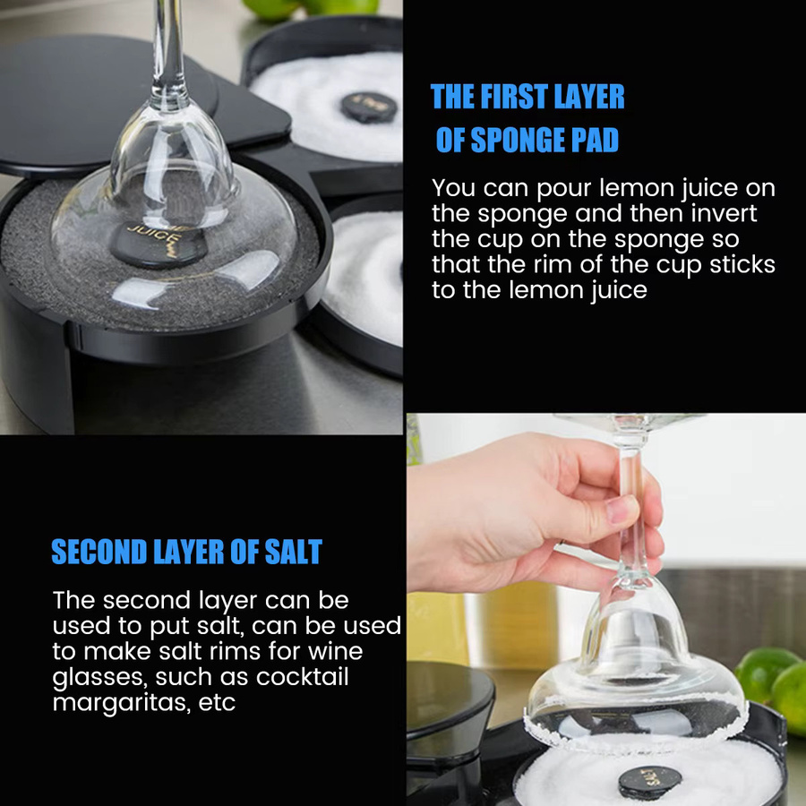 Willstar Margarita Rimmstation für Cocktails in Schwarz mit Salz- und Zuckerbehältern und Pourer - Bild 5