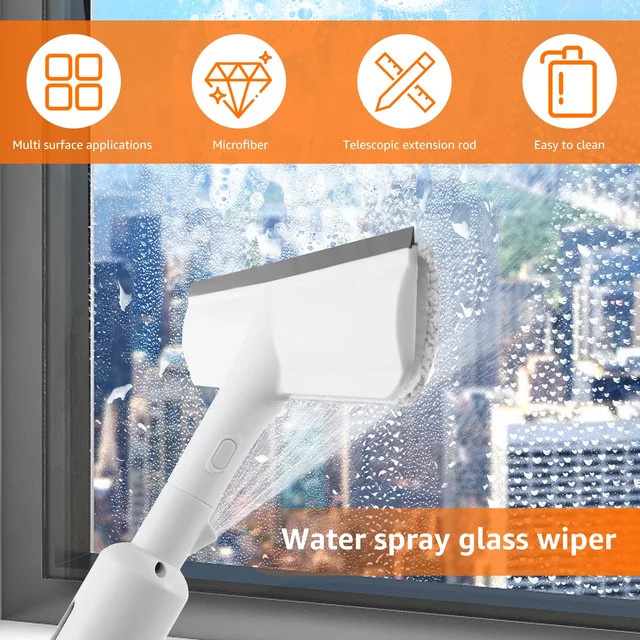 Willstar 2 in 1 Fensterreiniger mit Teleskopstange 145 cm und Rakel in Weiß inklusive 3 Mikrofasertüchern - Bild 1