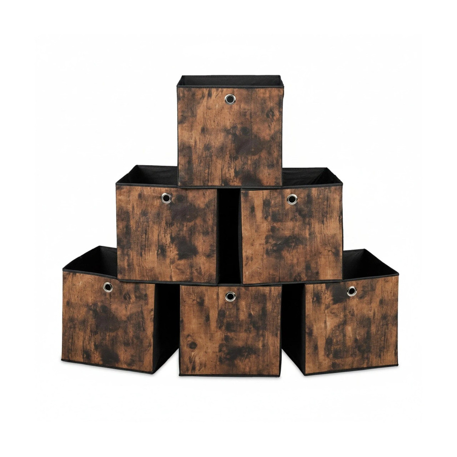 Relaxdays Aufbewahrungsbox 6er Set aus Vliesstoff in Schwarz und Braun, faltbar mit Griffen, B/T/H: 33 x 33 x 33 cm - Bild 2