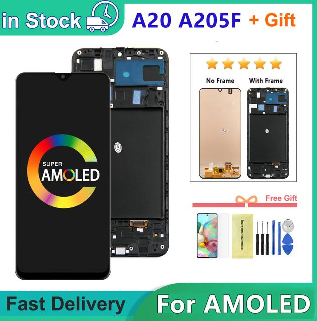 Samsung Ersatz LCD Display mit AMOLED/TFT Touchscreen Digitizer in Schwarz für Galaxy A20 SM-A205F/DS - Bild 1