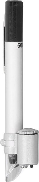 Stiftmikroskop 50x, LED Lupe mit Skala, silver - Bild 1
