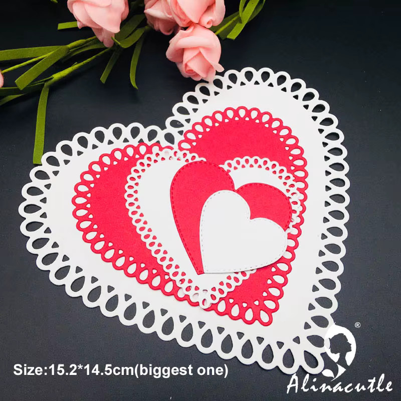 Alinacutle Metall-Stanzform Set mit 5 Stück in Tropfenform und Mega-Herz für Bastelarbeiten, Papier und Scrapbooking - Bild 3