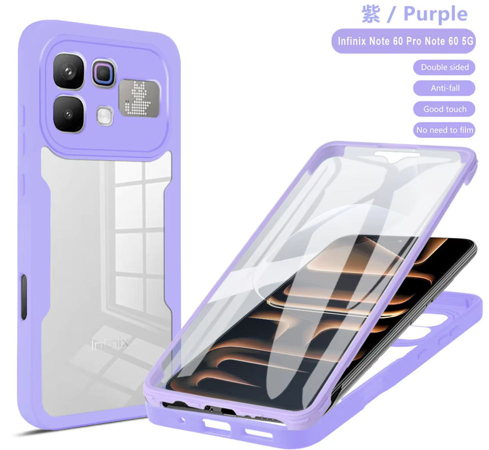 Infinix Note 60 Pro Schutzhülle mit 360 Grad Rundumschutz und doppelseitiger Abdeckung in Purple - Bild 1