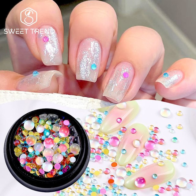 SWEET TREND Nagelkunst-Charms Regenbogen-Macaron-Blasenperlen, 1 Box - Bild 1
