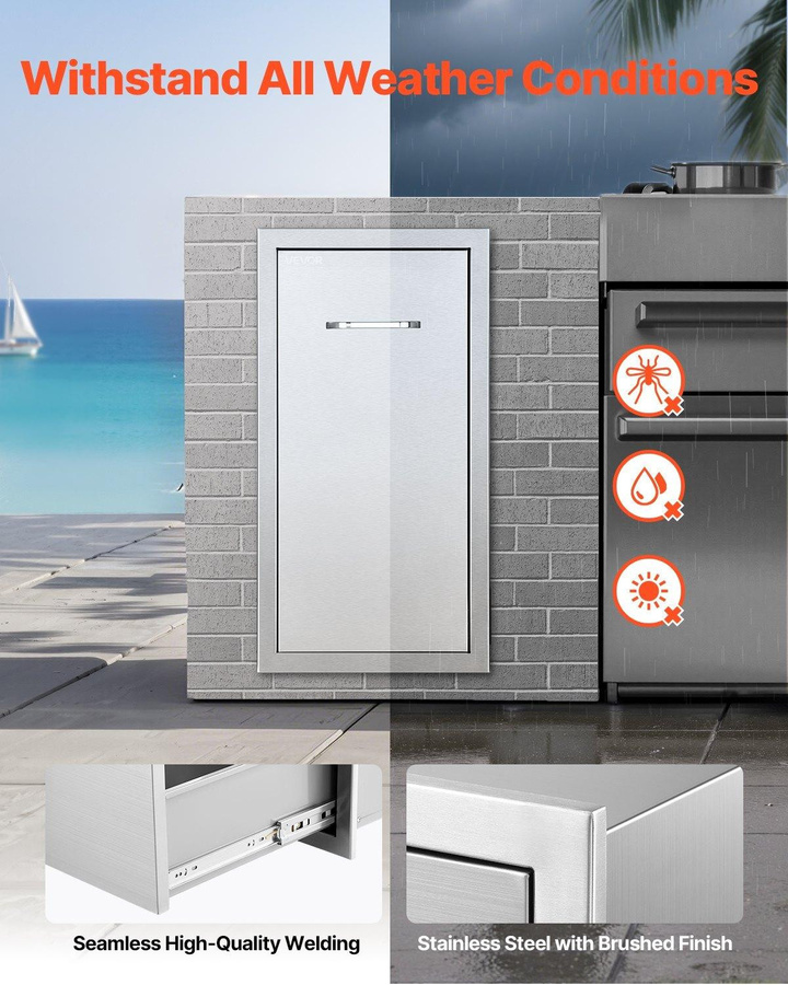 Buying Solutions MB Müllschublade für Außenküche aus Edelstahl in Silber, B/T/H: 34,39 x 49,81 x 65,51 cm - Bild 3