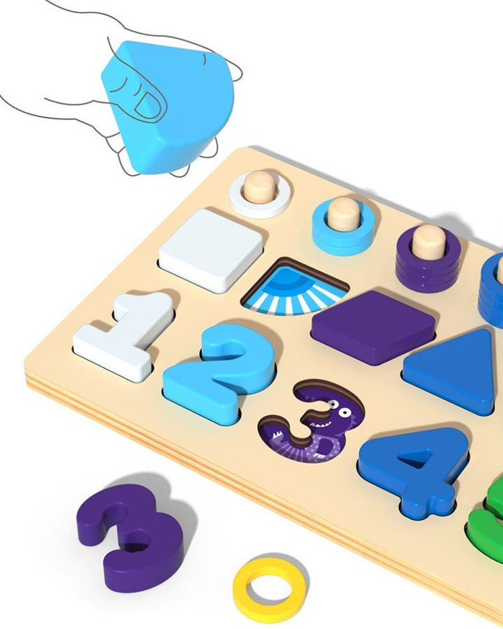 Yiran bag Montessori Zählen Stapeln und Mathematisches Sortierspiel Lernspielzeug hölzern ab 3-6 Jahre - Bild 1