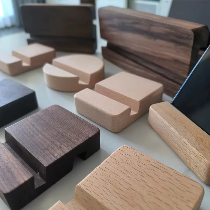 Universal Handy Ständer aus Massivholz in Braun für Smartphone, Tablet, PC und E-Reader als Schreibtisch Halterung - Bild 2