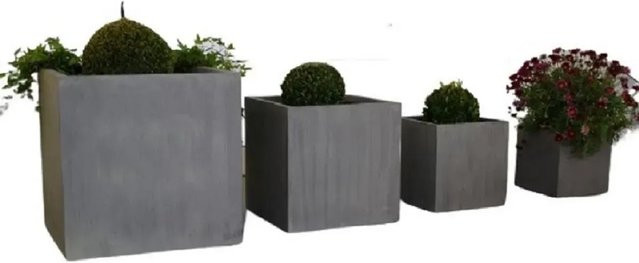 Jet-Line Flora Cubes Outdoor Blumenkübel 4er Set in Betonoptik Grau B/T/H: 24,5 x 24,5 x 24,5 cm - Bild 1