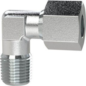 Riegler Winkel-Einschraubverschraubung aus verzinktem Stahl, M8x1,0a, für Rohr-A Ø4, Farbe Silber - Bild 1