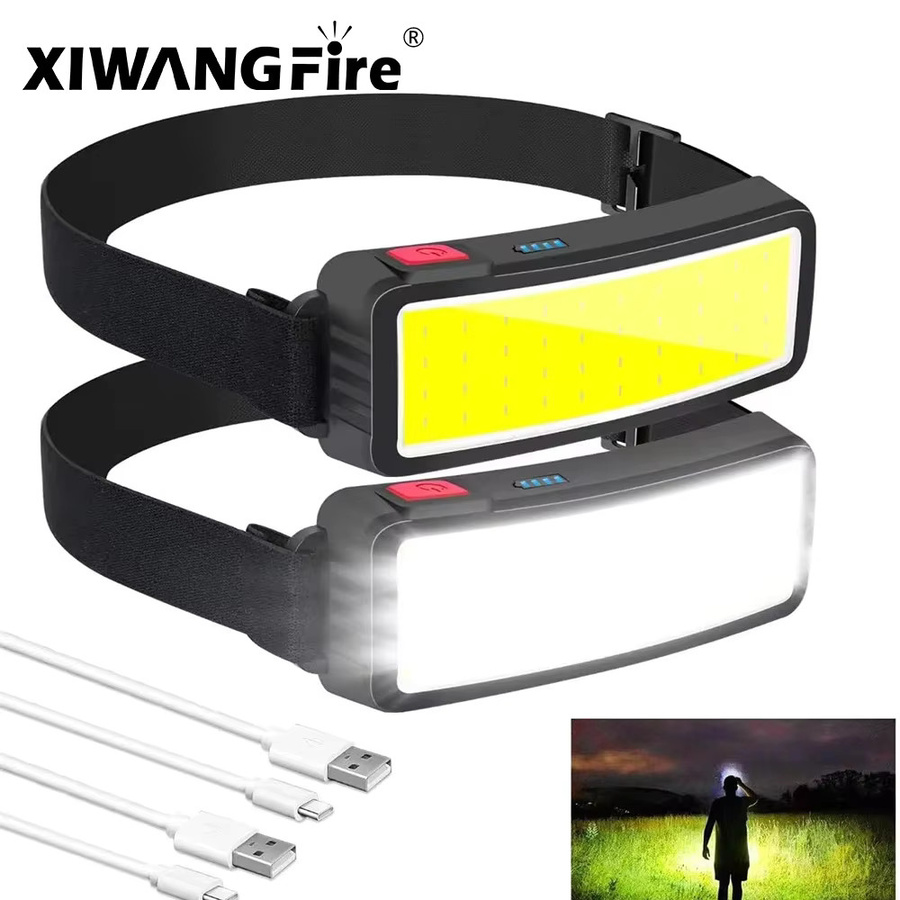 XIWANGFIRE COB Tragbare LED-Stirnlampe in Schwarz mit USB-Ladefunktion und eingebautem Akku - Bild 6