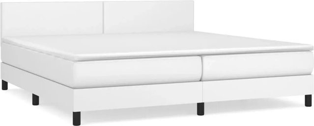 vidaXL Boxspringbett mit Matratze in Weiß aus Kunstleder, Hybridbett mit Taschenfederkern, B/T: 200 x 200 cm - Bild 1