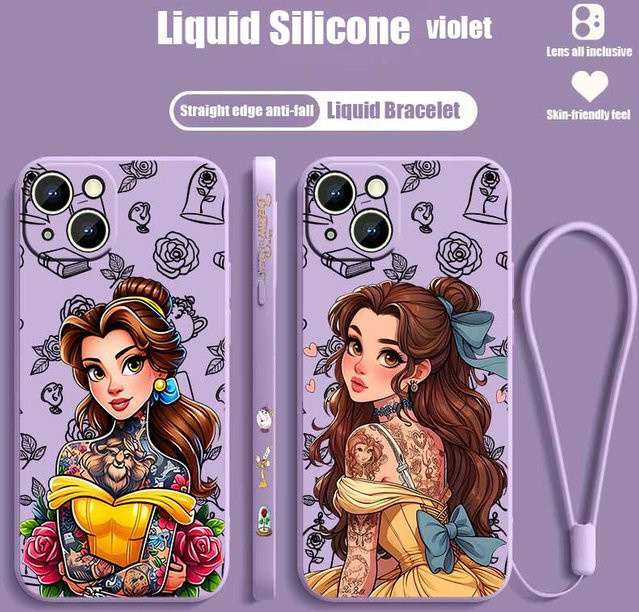 Apple iPhone Hülle Die Schöne und das Biest Belle mit Seil, weiche Flüssig-Schutzhülle, Multicolour - Bild 1