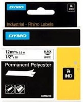 Dymo Rhino IND ORIGINAL Beschriftungsband aus Polyester, Breite: 12 mm, Länge: 5,5 m, schwarz auf weiß - Bild 1