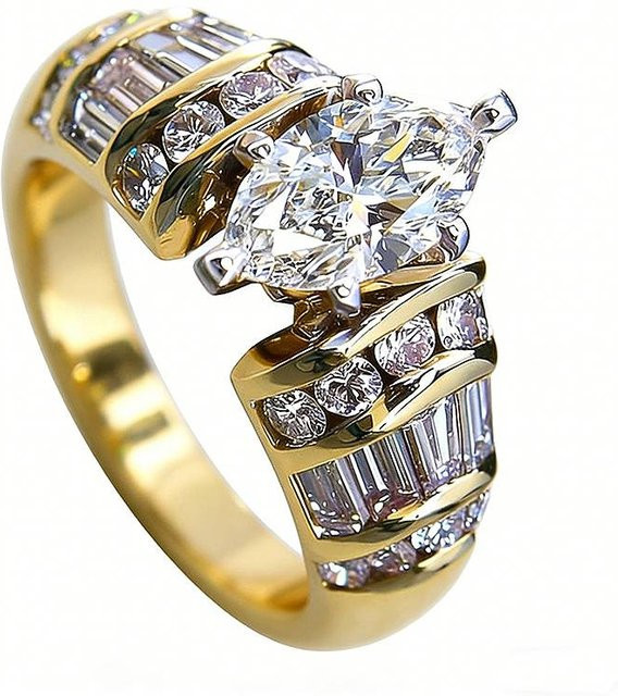 Huitan Damenring, Bicolor, Gelbgold, Zirkonia - Bild 1