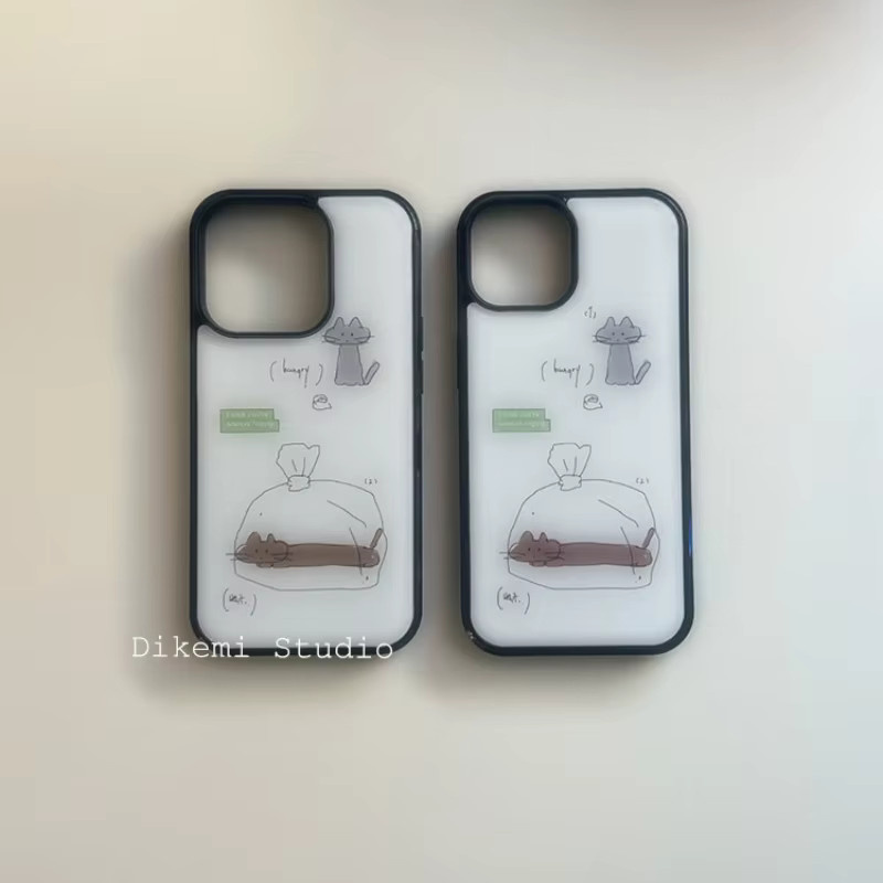 Stoßfeste Handyhülle von DecoPhone mit Katzen-Illustrationen für iPhone 17, 16, 15 und 14 Pro Max in Grau, Braun und Schwarz - Bild 2