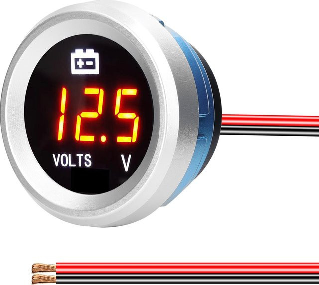 Kkmoon Digital-Voltmeter mit blinkendem Alarm und Spannungsüberwachung für Auto, 9–35 V, Silber/Bunt - Bild 1