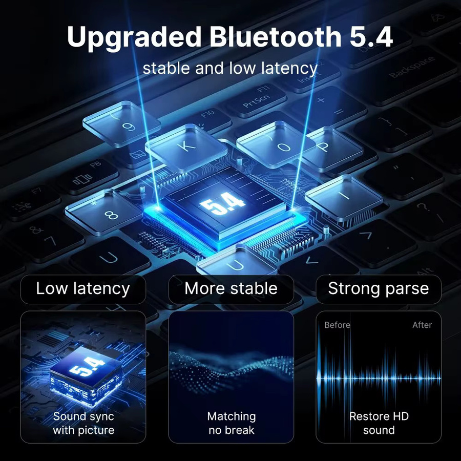 DERAPID USB Bluetooth 5.4 Audio Dongle Mini Wireless Receiver und Sender in Schwarz für PC und Laptop mit treiberloser Installation für Windows 10 und 11 - Bild 2