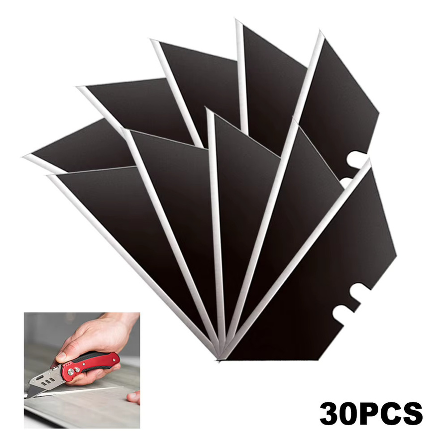 DAZZLEEX 30 Stück Trapezklingen aus Stahl für 18mm Snap-Off-Messer in Schwarz und Silber - Bild 2