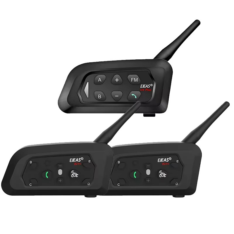 EJEAS Motorrad-Bluetooth-Headset Set mit V4 PLUS und 2x V6 PRO+ Intercom für 3 Fahrer, Wasserdicht mit Geräuschunterdrückung und MP3-Funktion, Schwarz - Bild 5