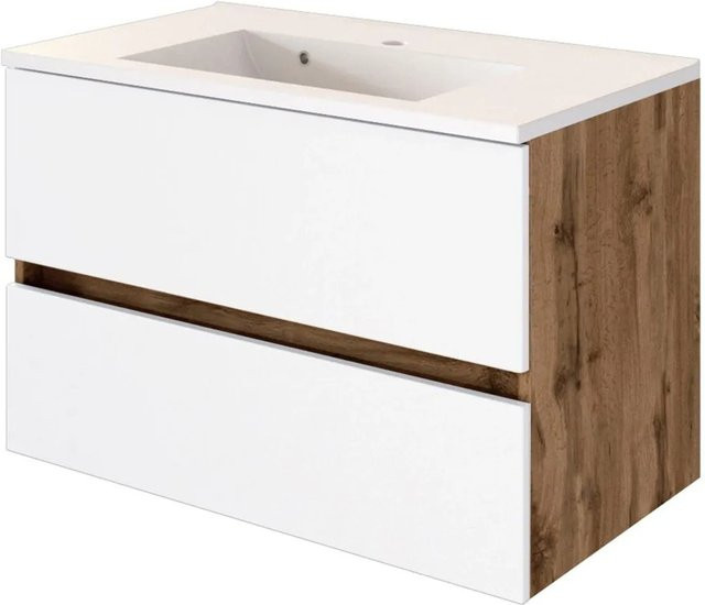 Held Möbel Einzelwaschtisch Bari in Weiß Matt mit Softclose, Breite: 80 cm - Bild 1
