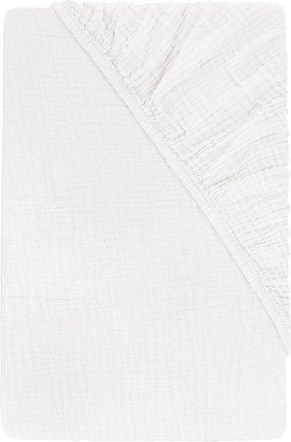 LIVARNO Musselin-Spannbettlaken aus Baumwolle, weiß, B/T: 90-100 x 200 cm - Bild 1