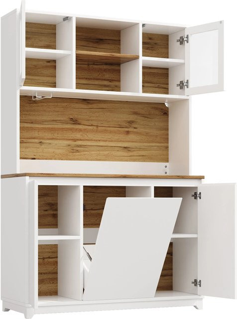 okwish Küchenschrank mit Acryltüren und LED-Beleuchtung in Weiß, B/T/H: 120 x 40 x 180 cm - Bild 1