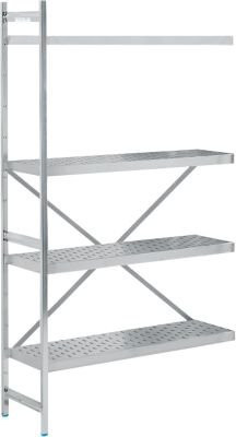 Köhler Regalsystem Anbauregal aus Edelstahl in Silber mit gelochtem Boden, H 200 x B 117,5 x T 40 cm - Bild 1