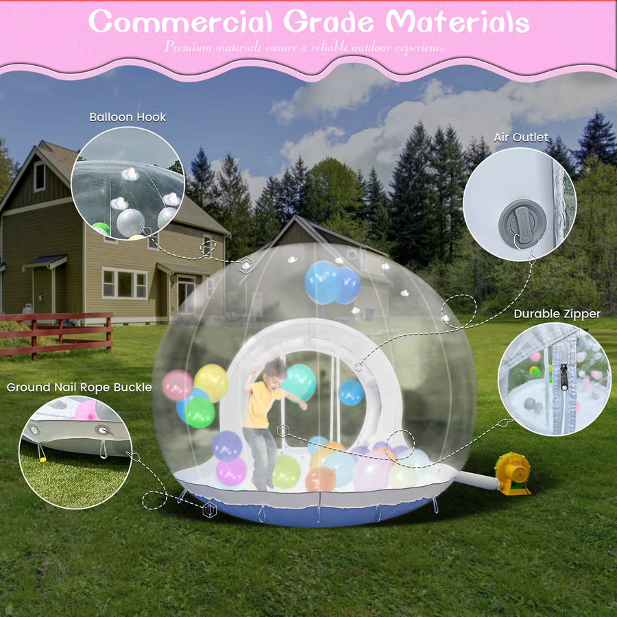 KING INFLATABLE Aufblasbares Blasenhaus aus transparentem PVC für Kinder, kommerzielles Outdoor-Spielhaus Set in Bunt, Länge: 3 m - Bild 2