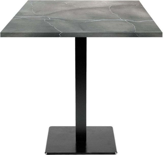 RestooTab Tisch Milan quadratisch mit Stein- und Holzdekor, Platte grau-blau marmoriert und schwarzem Gestell, B/T/H: 70 x 70 x 75 cm - Bild 1