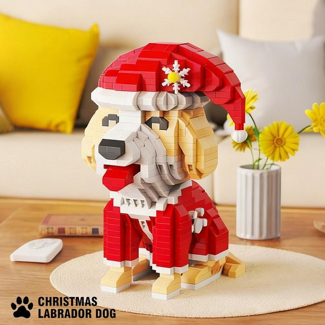 Linyi toy car Weihnachts Labrador Hund Mikro Baustein Set, 3D Modellbausatz, ab 6 Jahren - Bild 1