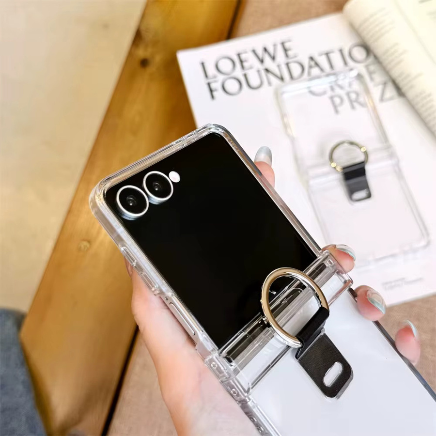 Transparente stoßfeste Handyhülle mit Ring und Scharnierschutz für Samsung Galaxy Z Flip 8 7 FE 6 5 4 3 - Bild 4