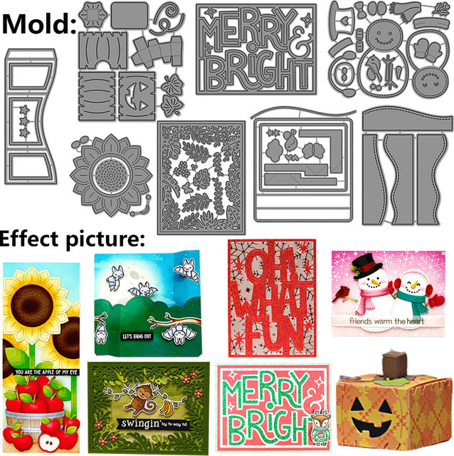 Metall-Stanzformen Set mit Sonnenblume, Fledermaus und Winterschneemann in Silber für DIY-Kartenherstellung und Scrapbooking - Bild 1