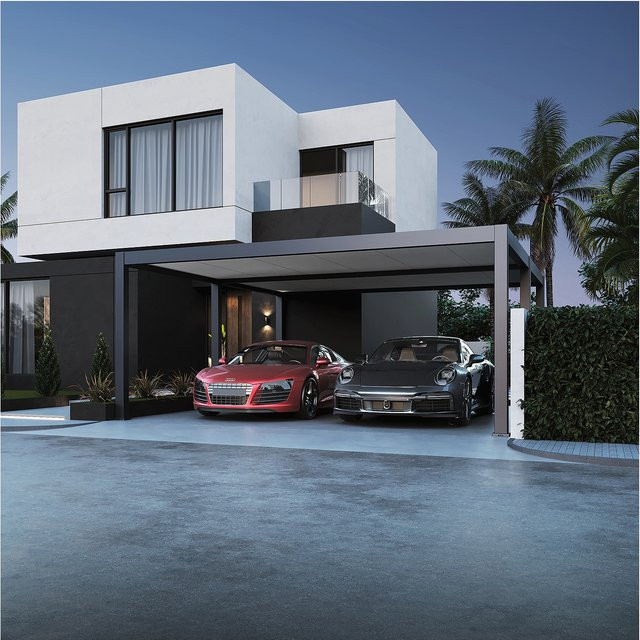 Weide Doppelcarport aus Aluminium in Anthrazit B: 6,0 m x T: 5,3 m - Bild 1