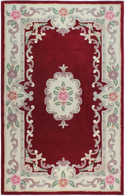 Flair Rugs Wollteppich Aubusson in Rot mit floralem Design, handgeknüpft, B: 150 cm, T: 240 cm - Bild 1