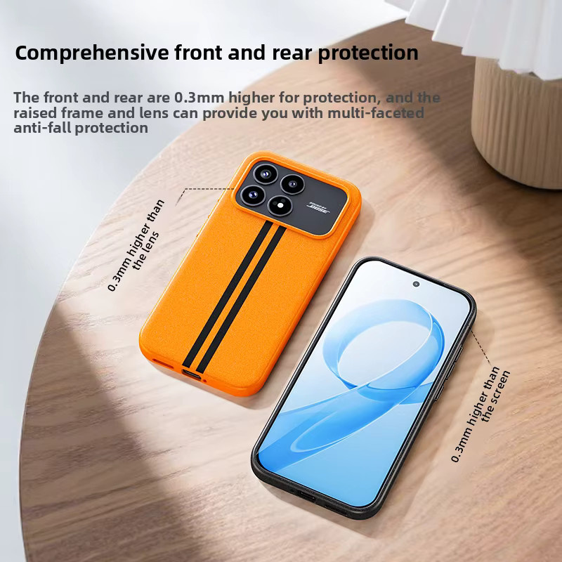 Xiaomi POCO F8 Pro Ultra Hülle mit Running Grit Rock Sand Design, Robuste PC Rückseite und Magnetische Kabellose Ladefunktion, Schwarz-Orange - Bild 3