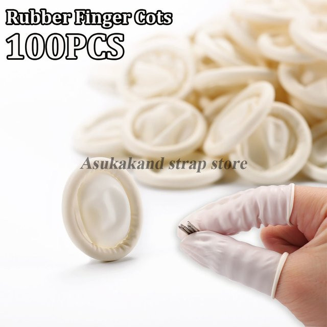 Uhrenzubehör Fingerlinge, Weiß, Latex, 100 Stück - Bild 1