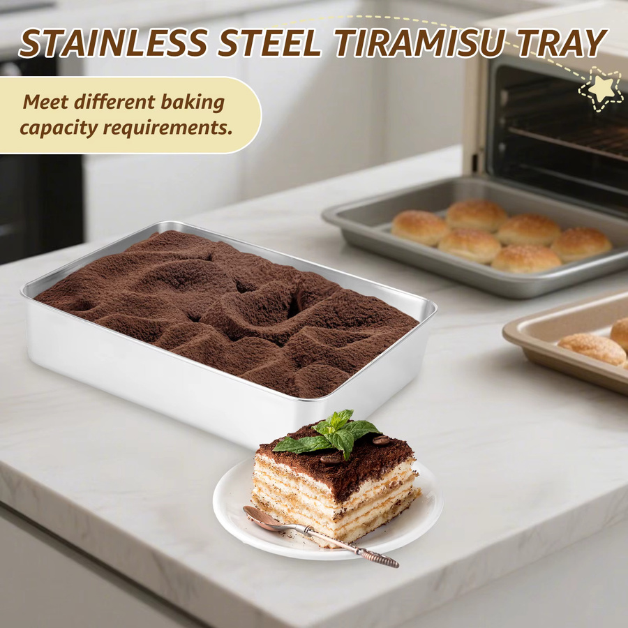 Willstar Tiramisu-Kuchenform aus Edelstahl in Silber, rechteckig mit Deckel und Antihaftbeschichtung - Bild 3