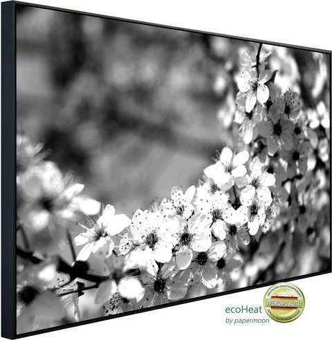papermoon EcoHeat Infrarotheizung mit Blumen-Design in Schwarz und Weiss, Matt-Effekt, mit App-Steuerung und WLAN - Bild 1