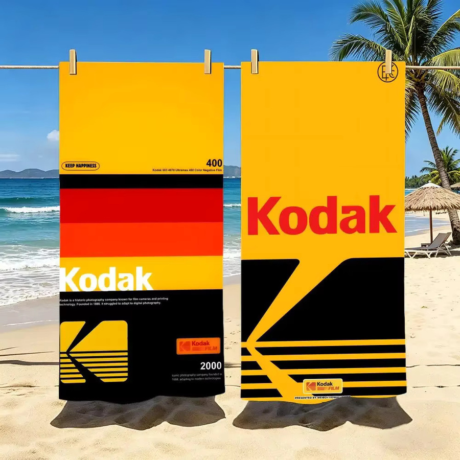 Kodak Mikrofaser Strandtuch schnelltrocknend in Weiß und Gelb für Camping, Sport und Reisen - Bild 2